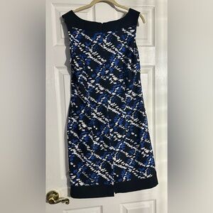 Connected Apparel Navy and White Midi Dress